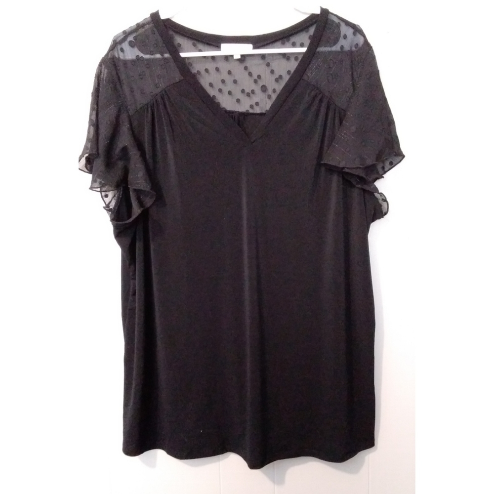 Joie De Vivre Dressy Blouse in Black — 3X, NWOT